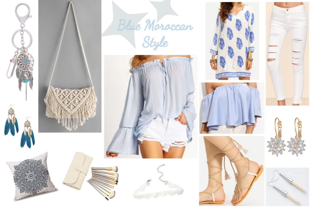 White Bow Love & Blue Moroccan Style I My SheIn Wishlist 4 collage blue moroccon style1